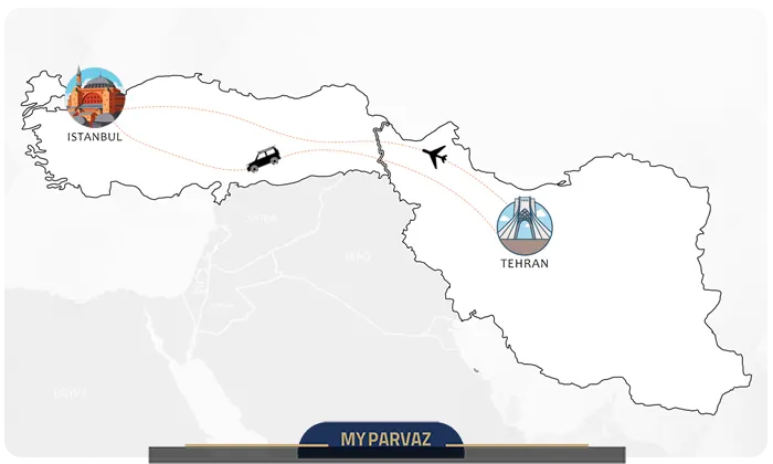 فاصله تهران تا استانبول 